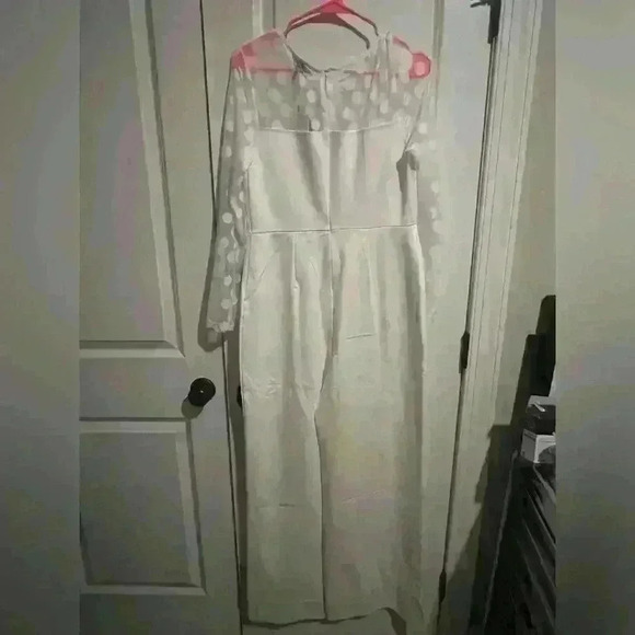 Love X Design size L white pantsuit w polka dot detailing, great for bride! NWT - Picture 2 of 12